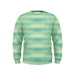 Light Green Turquoise Ikat Pattern Kids  Sweatshirt by SpinnyChairDesigns