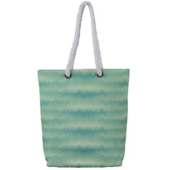 Light Green Turquoise Ikat Pattern Full Print Rope Handle Tote (small) by SpinnyChairDesigns
