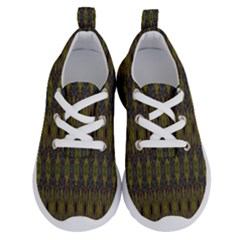 Olive Green And Blue Ikat Pattern Running Shoes by SpinnyChairDesigns