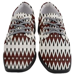 Brown And White Ikat Women Heeled Oxford Shoes by SpinnyChairDesigns
