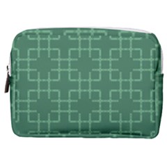 Dark Mint Green Geometric Make Up Pouch (medium) by SpinnyChairDesigns
