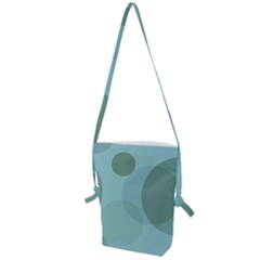Teal Turquoise Blue Large Polka Dots Folding Shoulder Bag by SpinnyChairDesigns
