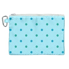 Blue Teal Green Polka Dots Canvas Cosmetic Bag (xl) by SpinnyChairDesigns