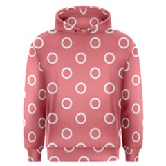 Coral Pink And White Circles Polka Dots Men s Overhead Hoodie by SpinnyChairDesigns