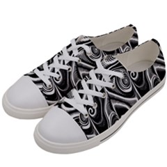 Abstract Black And White Swirls Spirals Women s Low Top Canvas Sneakers by SpinnyChairDesigns