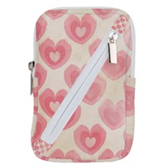 Pink Faded Hearts Belt Pouch Bag (small) by SpinnyChairDesigns