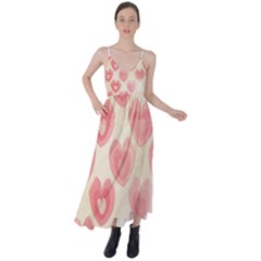 Pink Faded Hearts Tie Back Maxi Dress