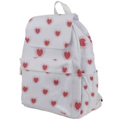 Red Polka Dot Hearts On White Top Flap Backpack by SpinnyChairDesigns