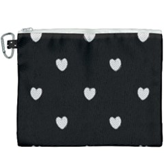 Black And White Polka Dot Hearts Canvas Cosmetic Bag (xxxl) by SpinnyChairDesigns