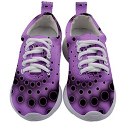 Abstract Black Purple Polka Dot Swirl Kids Athletic Shoes by SpinnyChairDesigns