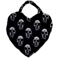 Black And White Skulls Giant Heart Shaped Tote by SpinnyChairDesigns