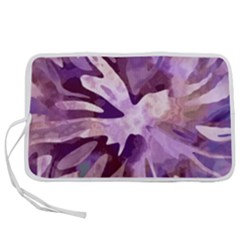 Plum Purple Abstract Floral Pattern Pen Storage Case (m) by SpinnyChairDesigns