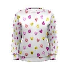 Cute Colorful Smiling Hearts Pattern Women s Sweatshirt by SpinnyChairDesigns