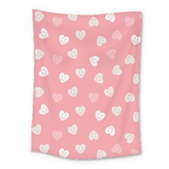 Cute Pink And White Hearts Medium Tapestry by SpinnyChairDesigns