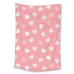 Cute Pink And White Hearts Large Tapestry by SpinnyChairDesigns