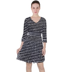 Black And White Abstract Grunge Stripes Ruffle Dress by SpinnyChairDesigns