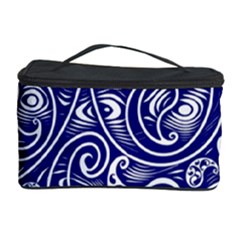 Blue White Paisley Intricate Swirls Cosmetic Storage by SpinnyChairDesigns