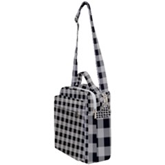 Black And White Buffalo Plaid Crossbody Day Bag by SpinnyChairDesigns