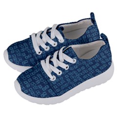 Blue Abstract Checks Pattern Kids  Lightweight Sports Shoes by SpinnyChairDesigns