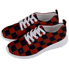 Red And Black Checkered Grunge  Men s Lightweight Sports Shoes by SpinnyChairDesigns