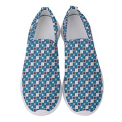 Country Blue Checks Pattern Women s Slip On Sneakers by SpinnyChairDesigns
