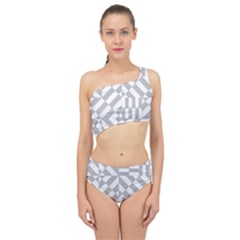 Truchet Tiles Grey White Pattern Spliced Up Two Piece Swimsuit by SpinnyChairDesigns