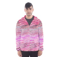 Pink Abstract Stripes Men s Hooded Windbreaker by SpinnyChairDesigns