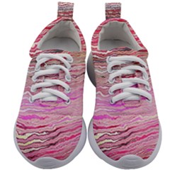 Pink Abstract Stripes Kids Athletic Shoes by SpinnyChairDesigns