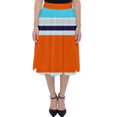 Tri Color Stripes Classic Midi Skirt by tmsartbazaar
