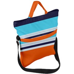 Tri Color Stripes Fold Over Handle Tote Bag by tmsartbazaar