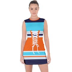 Tri Color Stripes Lace Up Front Bodycon Dress by tmsartbazaar