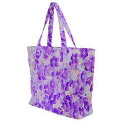 Purple Spring Flowers Zip Up Canvas Bag by DinkovaArt
