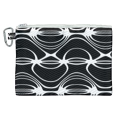 Black And White Clam Shell Pattern Canvas Cosmetic Bag (xl) by SpinnyChairDesigns