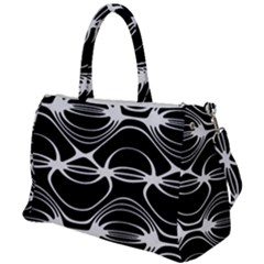 Black And White Clam Shell Pattern Duffel Travel Bag by SpinnyChairDesigns