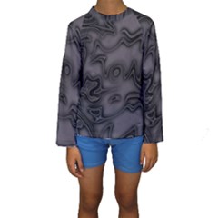 Dark Plum And Black Abstract Art Swirls Kids  Long Sleeve Swimwear by SpinnyChairDesigns