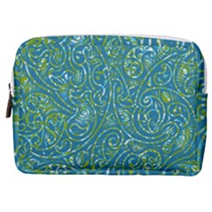 Abstract Blue Green Jungle Paisley Make Up Pouch (medium) by SpinnyChairDesigns