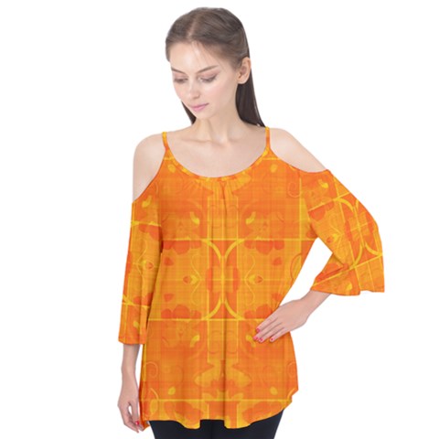 Orange Peel Abstract Batik Pattern Flutter Tees by SpinnyChairDesigns