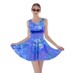 Bright Blue Paint Splatters Skater Dress by SpinnyChairDesigns
