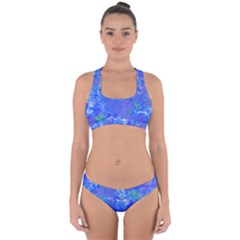 Bright Blue Paint Splatters Cross Back Hipster Bikini Set by SpinnyChairDesigns