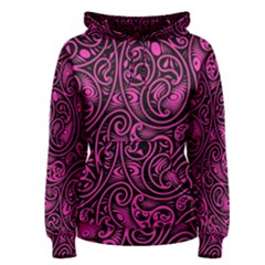 Hot Pink And Black Paisley Swirls Women s Pullover Hoodie by SpinnyChairDesigns