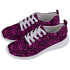 Hot Pink And Black Paisley Swirls Men s Lightweight Sports Shoes by SpinnyChairDesigns