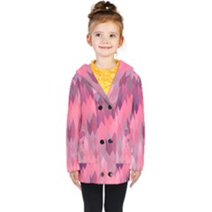 Pink Purple Diamond Pattern Kids  Double Breasted Button Coat by SpinnyChairDesigns