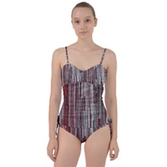 Abstract Grunge Stripes Red White Green Sweetheart Tankini Set