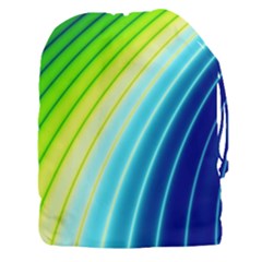 Sporty Stripes Swoosh Green Blue Drawstring Pouch (3xl) by SpinnyChairDesigns