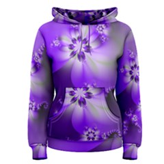 Violet Purple Flower Print Women s Pullover Hoodie by SpinnyChairDesigns