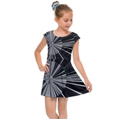 Abstract Black And White Stripes Kids  Cap Sleeve Dress by SpinnyChairDesigns