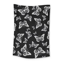 Black And White Butterfly Pattern Small Tapestry by SpinnyChairDesigns