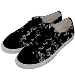Black And White Butterfly Pattern Men s Low Top Canvas Sneakers by SpinnyChairDesigns