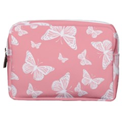 Pink And White Butterflies Make Up Pouch (medium) by SpinnyChairDesigns