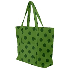 Green Four Leaf Clover Pattern Zip Up Canvas Bag by SpinnyChairDesigns